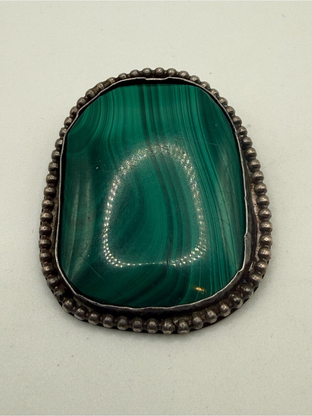 Sterling Silver Native American Malachite‎ Pendant 24g
